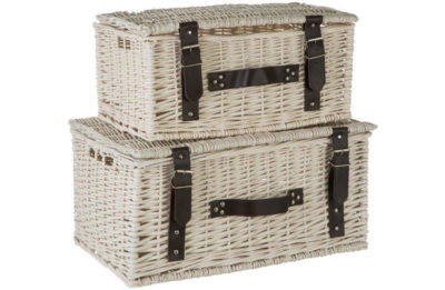 Set of 2 Willow Baskets - White